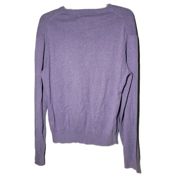Polo Ralph Lauren Sweater Mens Med. Pima Cotton V-Neck Purple Preppy Solid Light - Picture 2 of 7